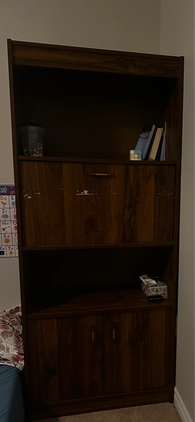 Wooden Bookcase with Desk and Cabinets - photo 3