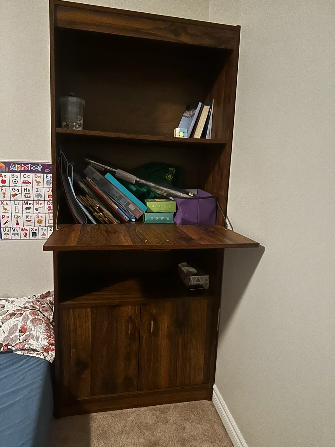 Wooden Bookcase with Desk and Cabinets - photo 2