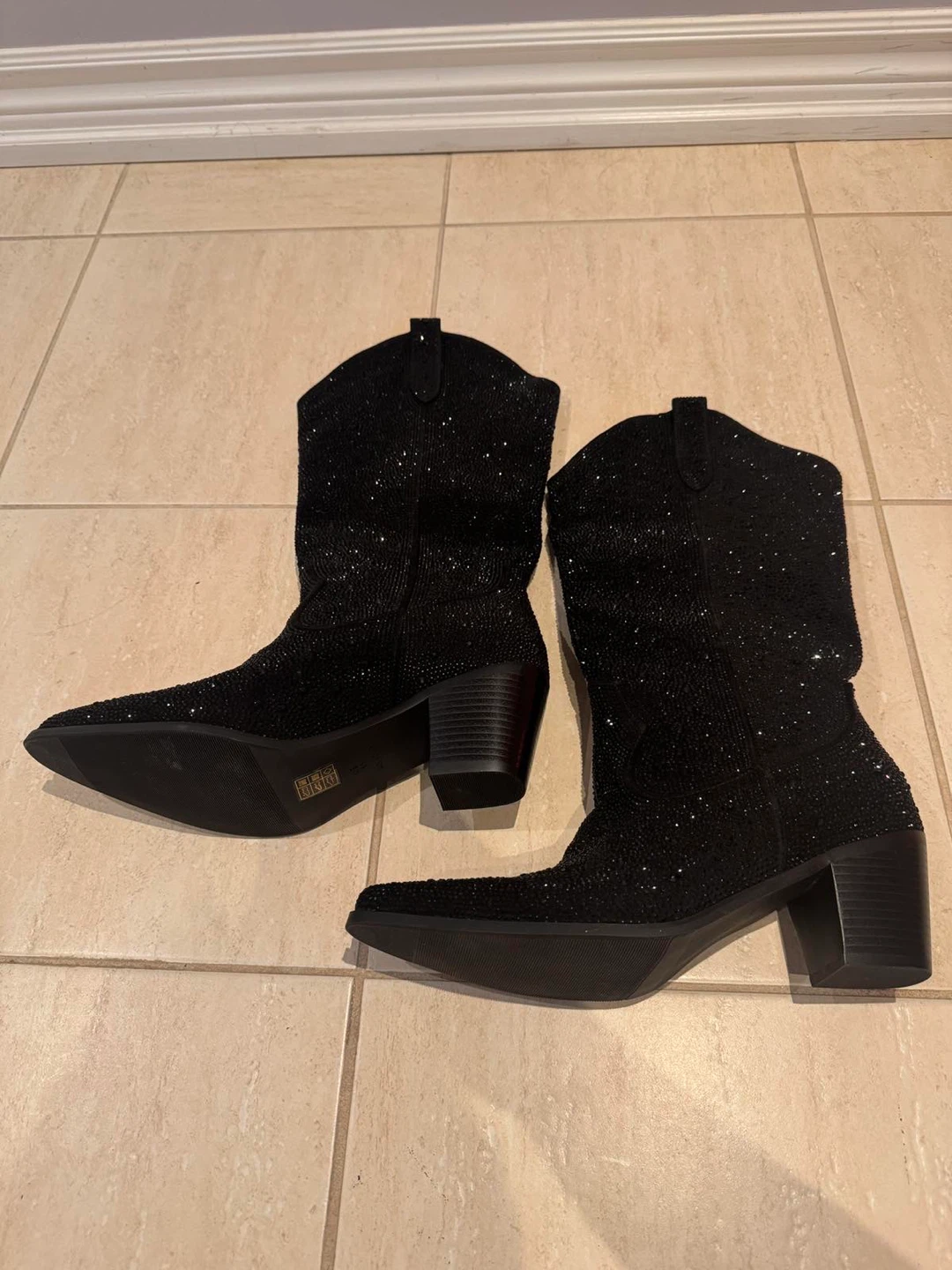 Black Rhinestone Cowboy Boots - photo 3