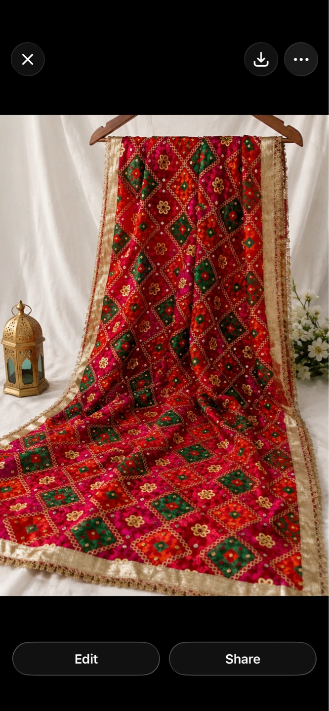 Women’s Embroidered Phulkari Dupatta - photo 3