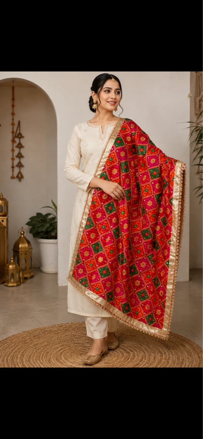 Women’s Embroidered Phulkari Dupatta - photo 4