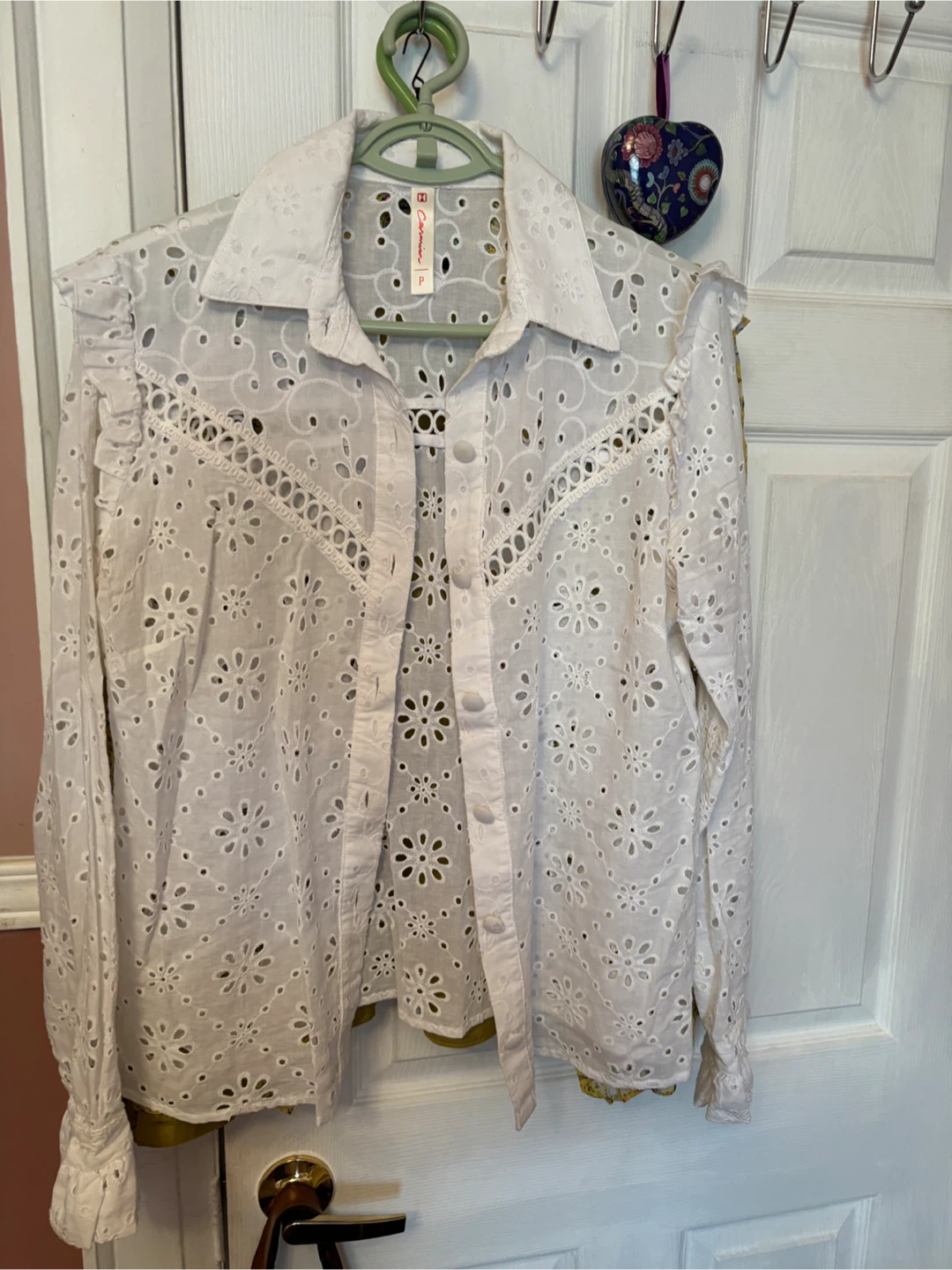 White Eyelet Button-Up Shirt