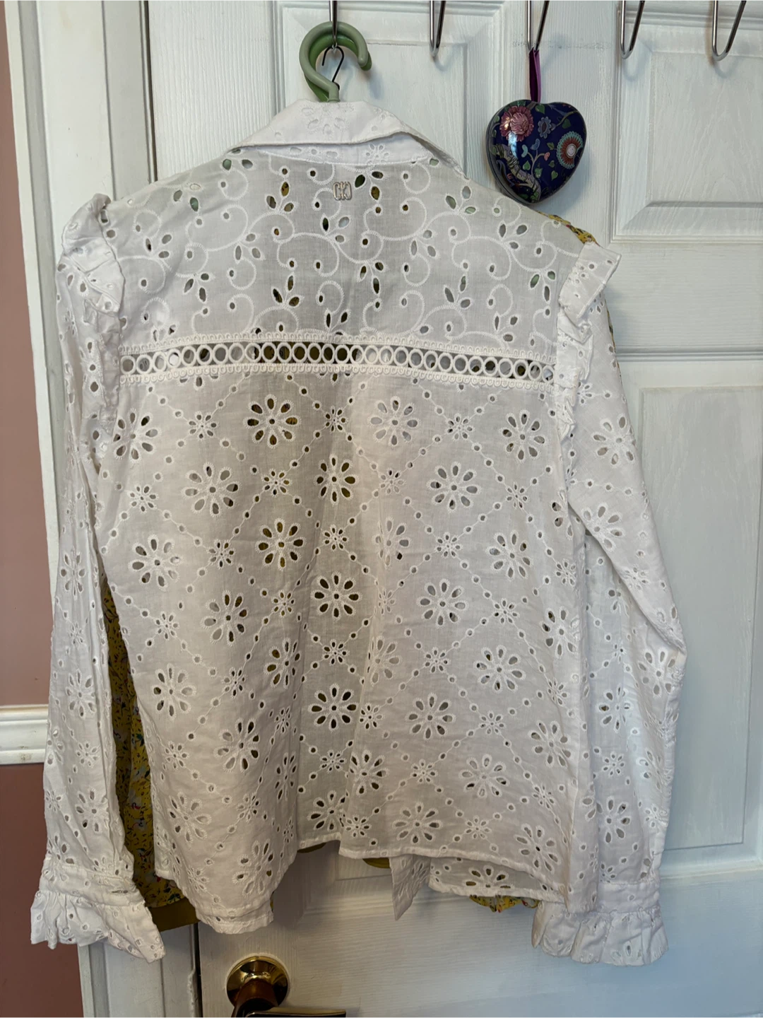 White Eyelet Button-Up Shirt - photo 2