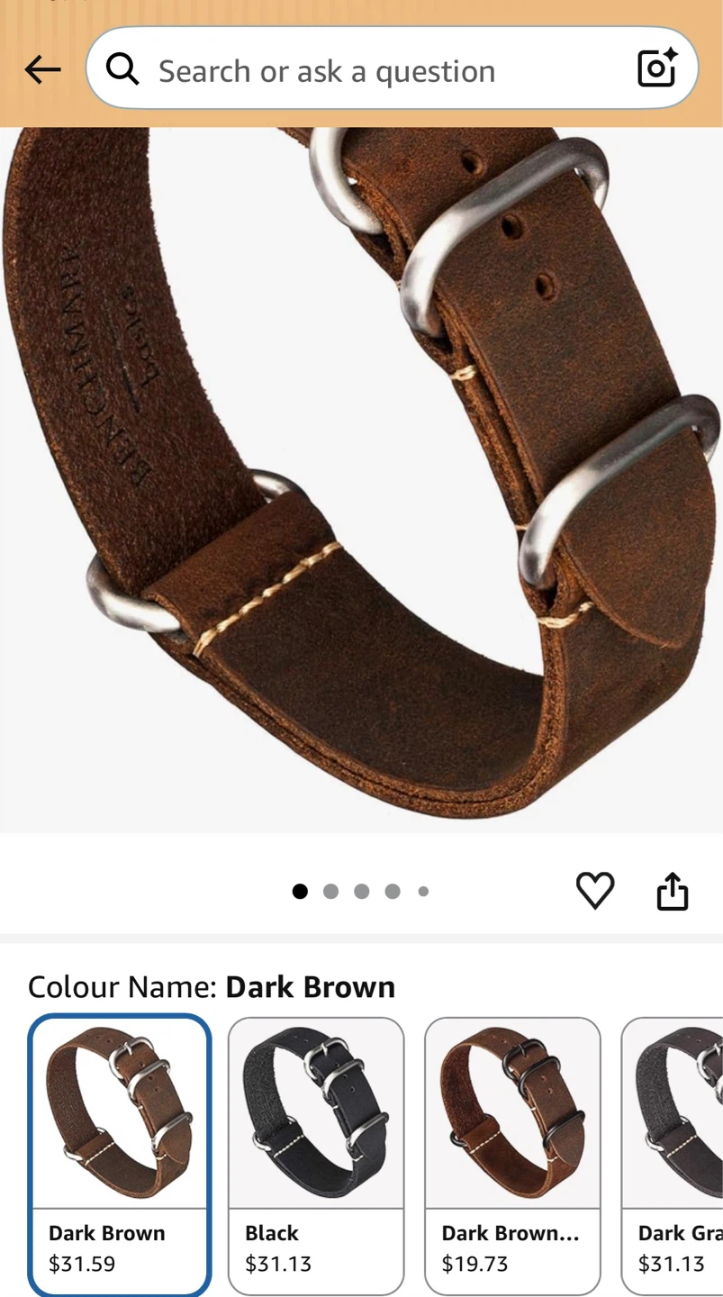 Slip-through Leather Watch Strap - dark brown - photo 2