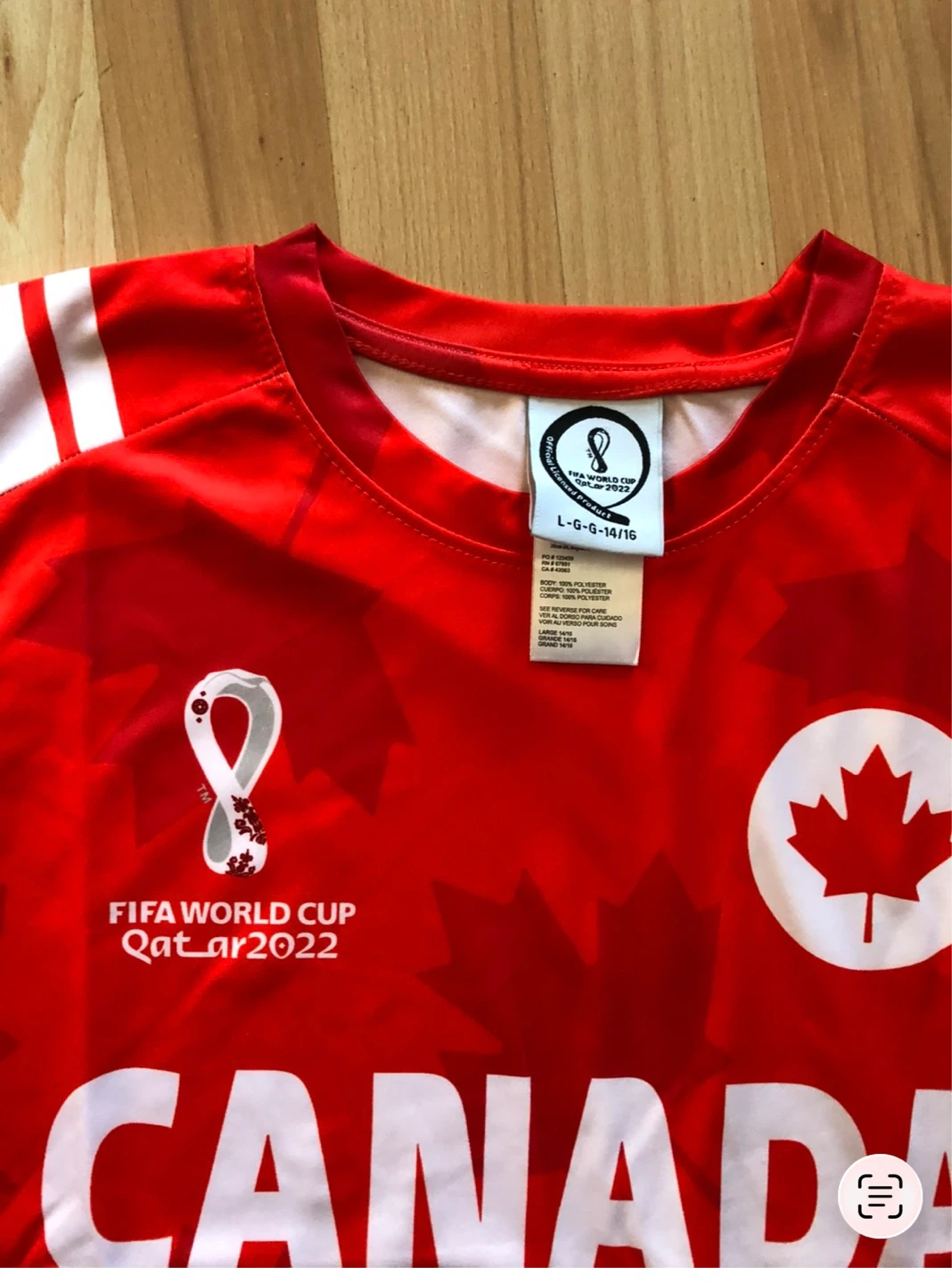 2022 FIFA World Cup Canada Shirt Youth Large (14 -16) - photo 2