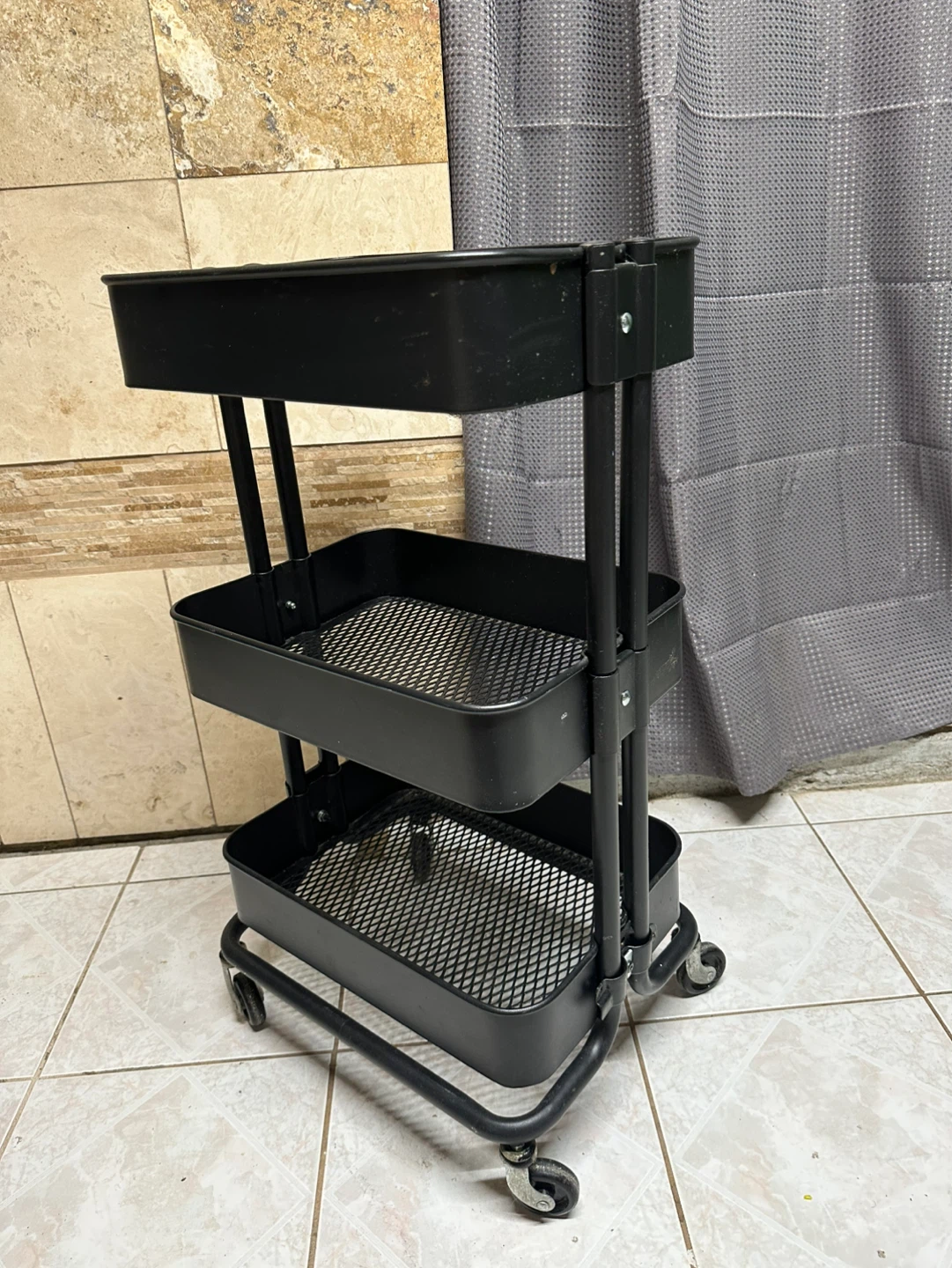 Black 3-Tier Rolling Storage Cart - photo 2