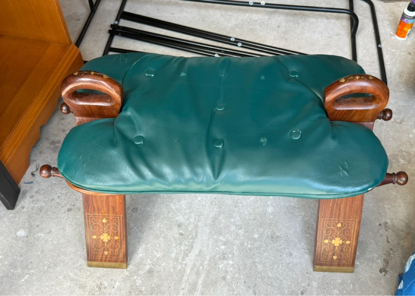 Vanity Stool with Brass Inlay