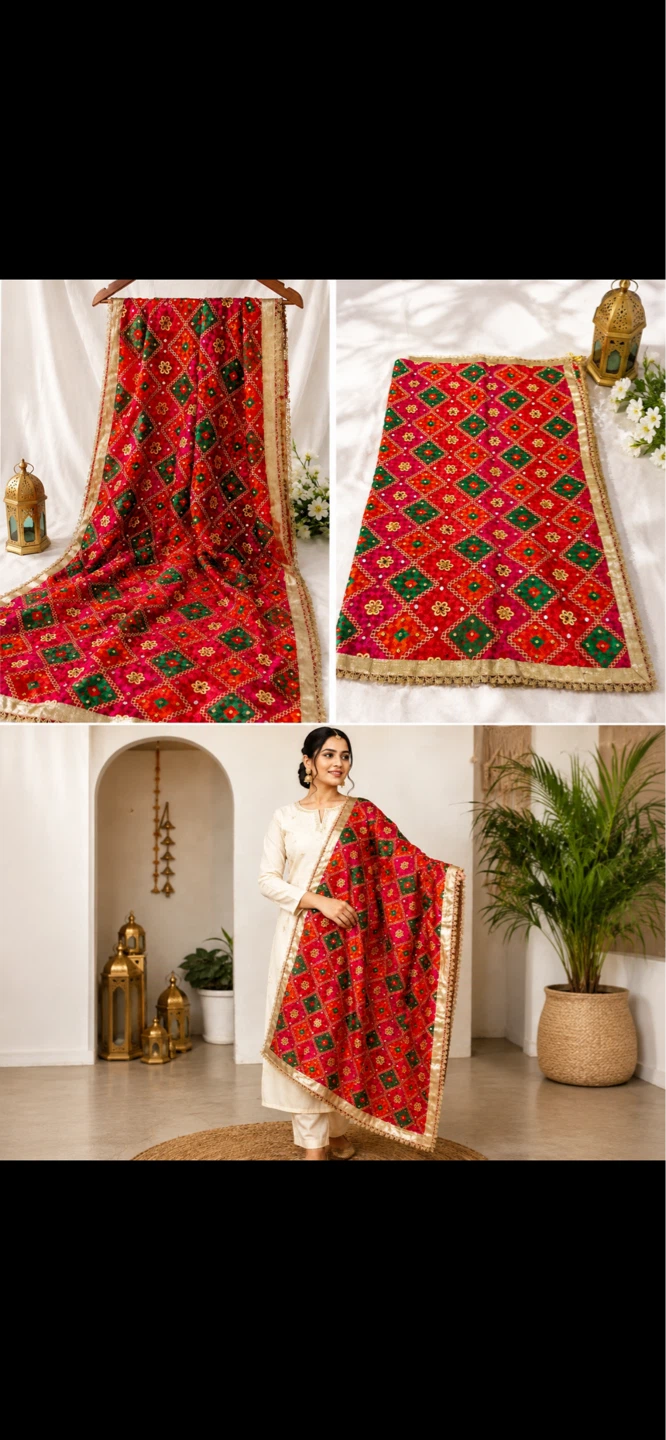 Women’s Embroidered Phulkari Dupatta