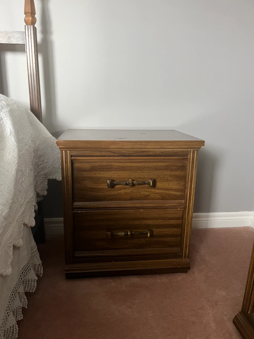 Wooden 2-Drawer Nightstand