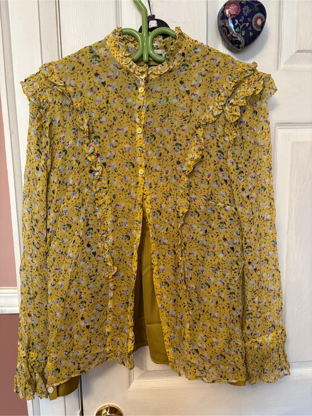 Yellow Floral Ruffle Blouse