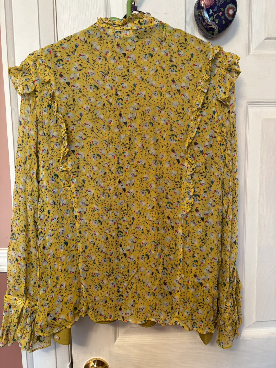 Yellow Floral Ruffle Blouse - photo 2