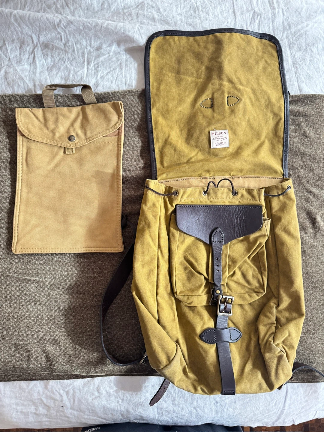Filson Tan Canvas & Leather Backpack