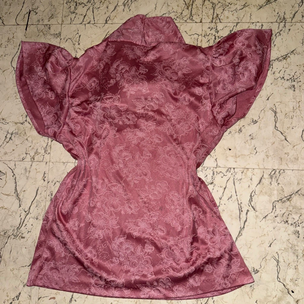 Pink Floral Print Short Sleeve Blouse