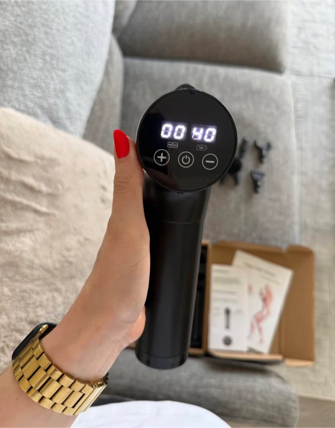 Black Massage Gun with Attachments - photo 2
