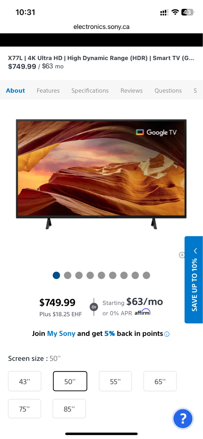 Sony BRAVIA 50" 4K Ultra HD Smart TV (Google TV) - photo 4