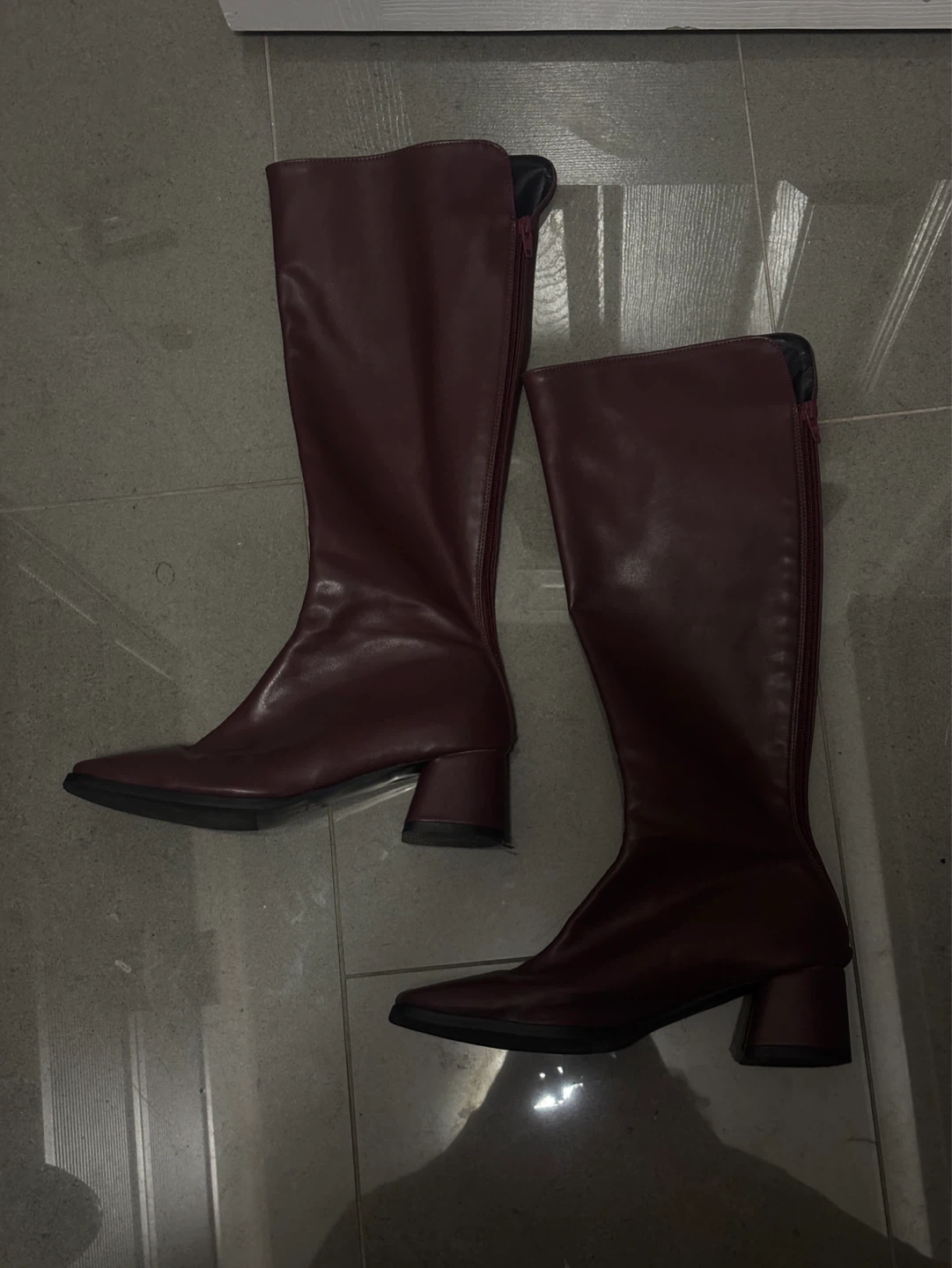 Maroon Knee-High Boots