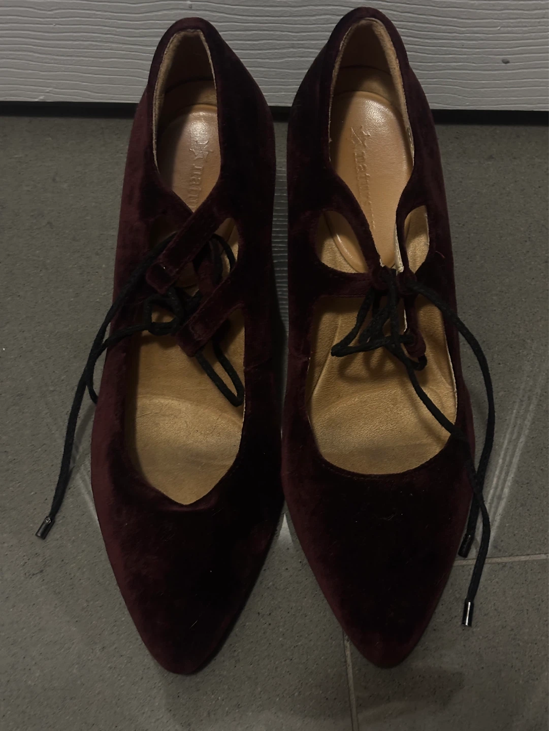 Maroon Velvet Lace-Up Block Heels - photo 4