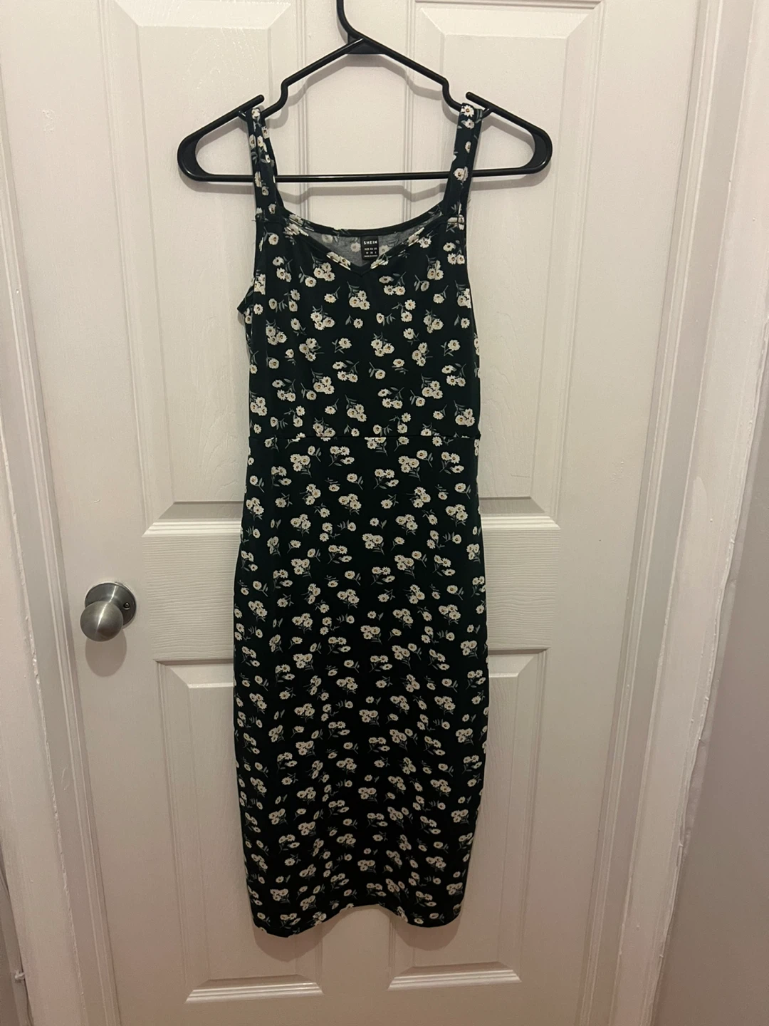 SHEIN Black Floral Midi Dress - Size M