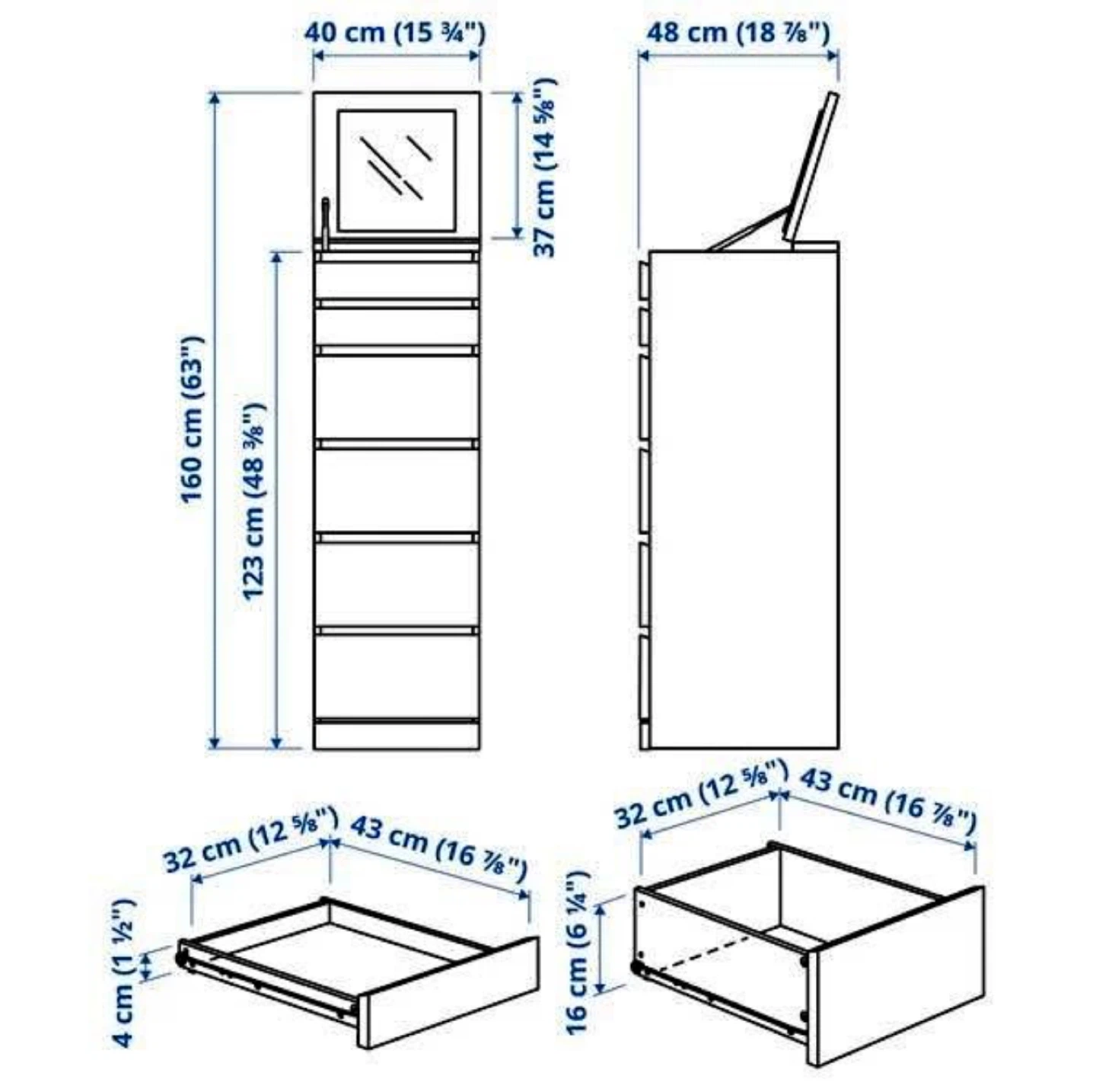 IKEA MALM 6-Drawer Chest with Mirror,small fee for delivery - photo 3