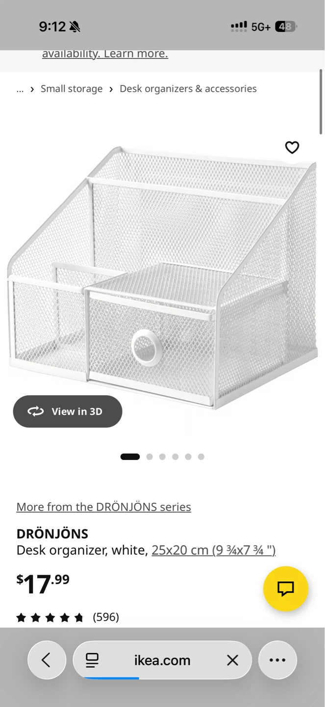 IKEA DRÖNJÖNS Desk Organizer White - photo 2