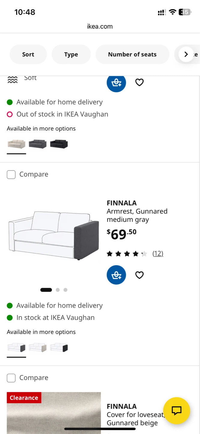 IKEA FINNALA Couch Sofa Loveseat with chaise gray - photo 5