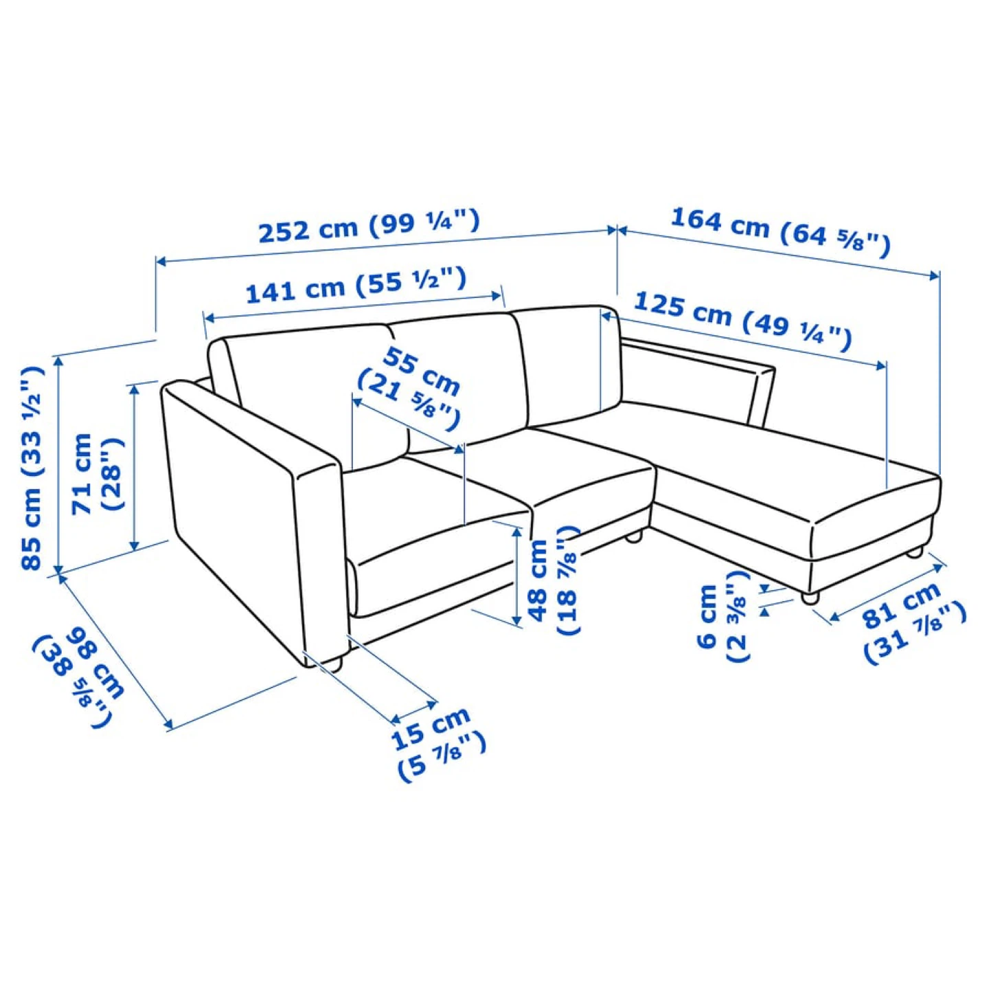 IKEA FINNALA Couch Sofa Loveseat with chaise gray - photo 4