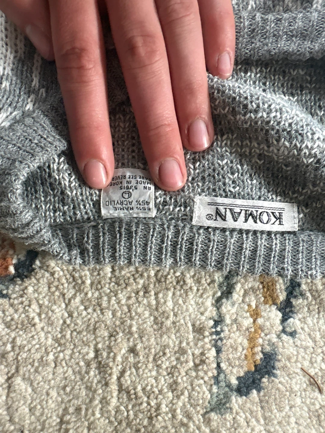 Koman Sweater Grey & White Pattern - photo 2
