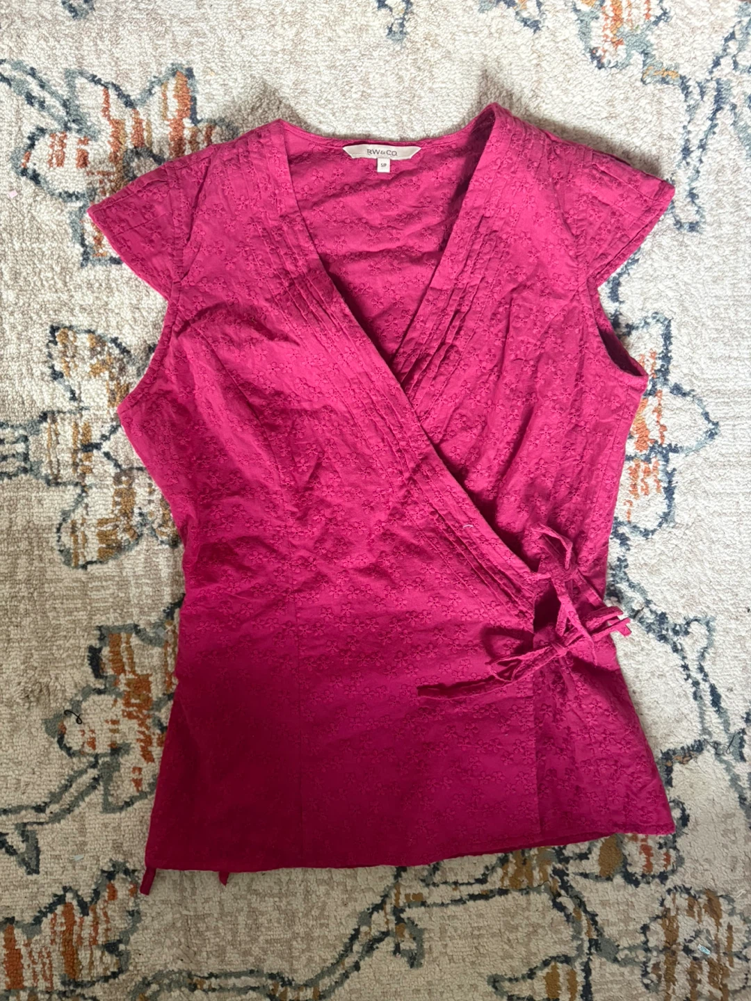 Pink Embroidered Wrap Top