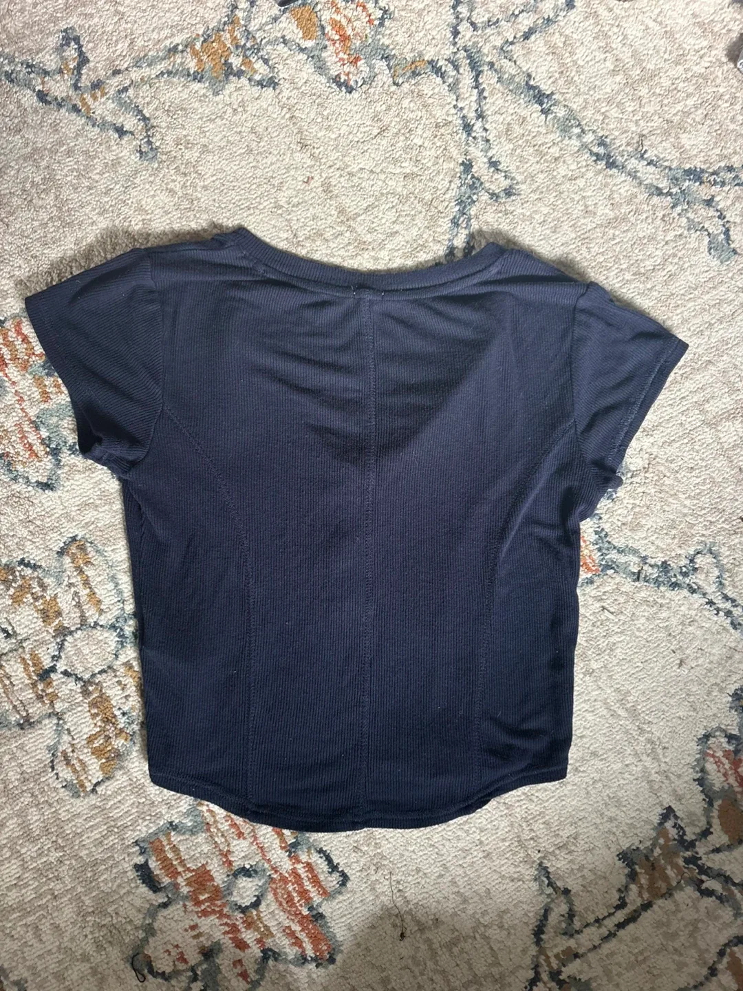 GARAGE Navy Ribbed Henley Top - photo 2