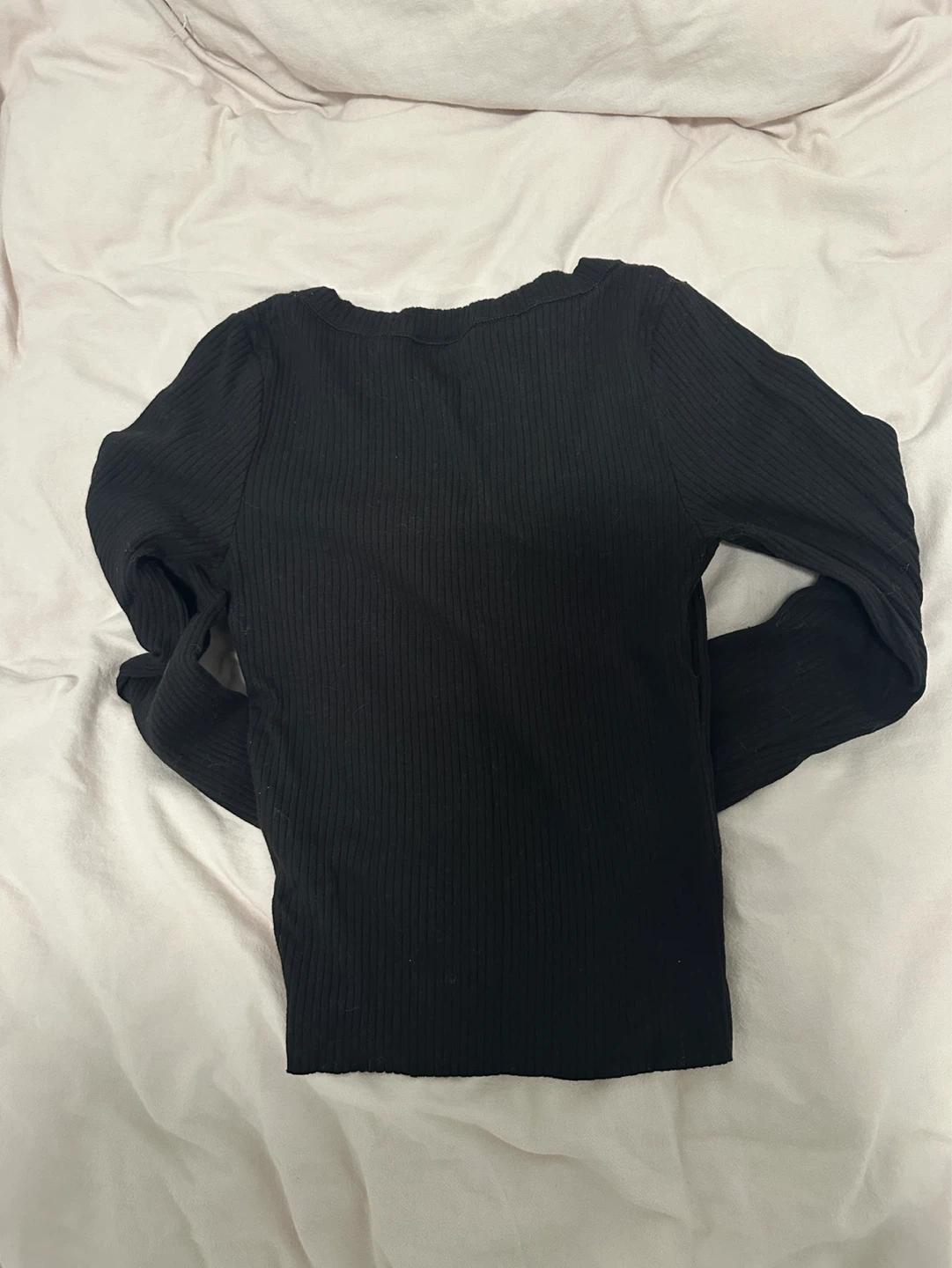 Black Ribbed Long Sleeve Top - photo 2