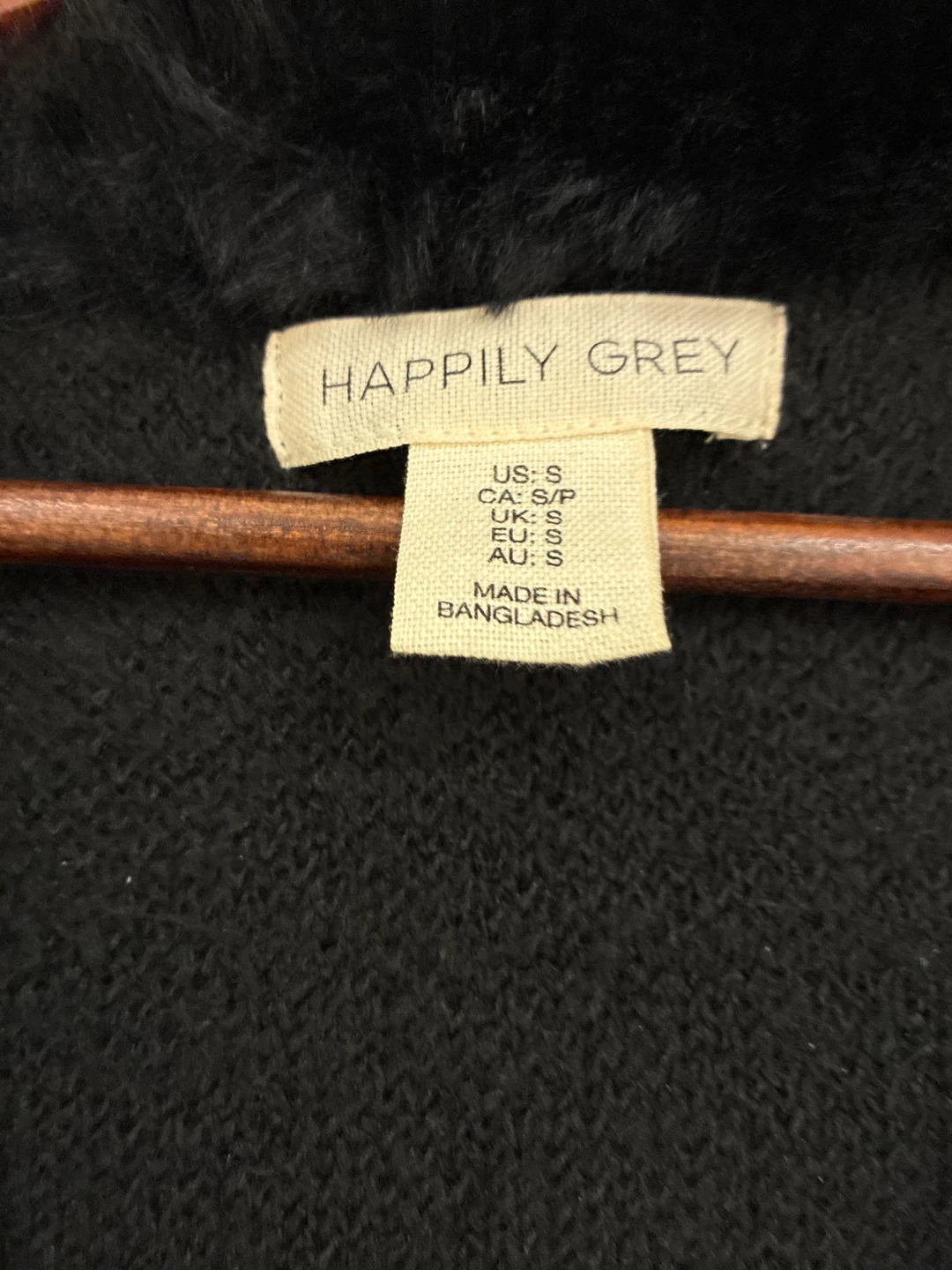 Happily Grey Black Cardigan with Faux Fur Collar - Size S - photo 2
