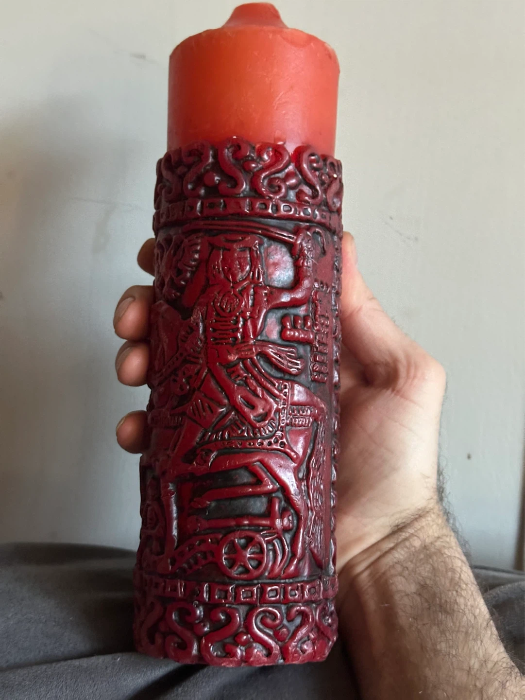 1960s/70s German relief-carved pillar candle - photo 3