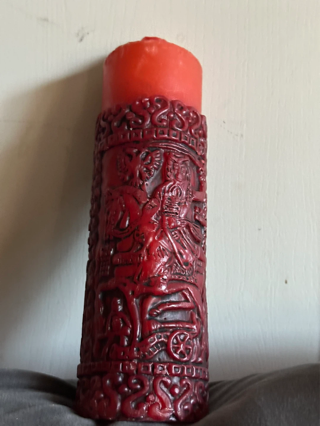 1960s/70s German relief-carved pillar candle