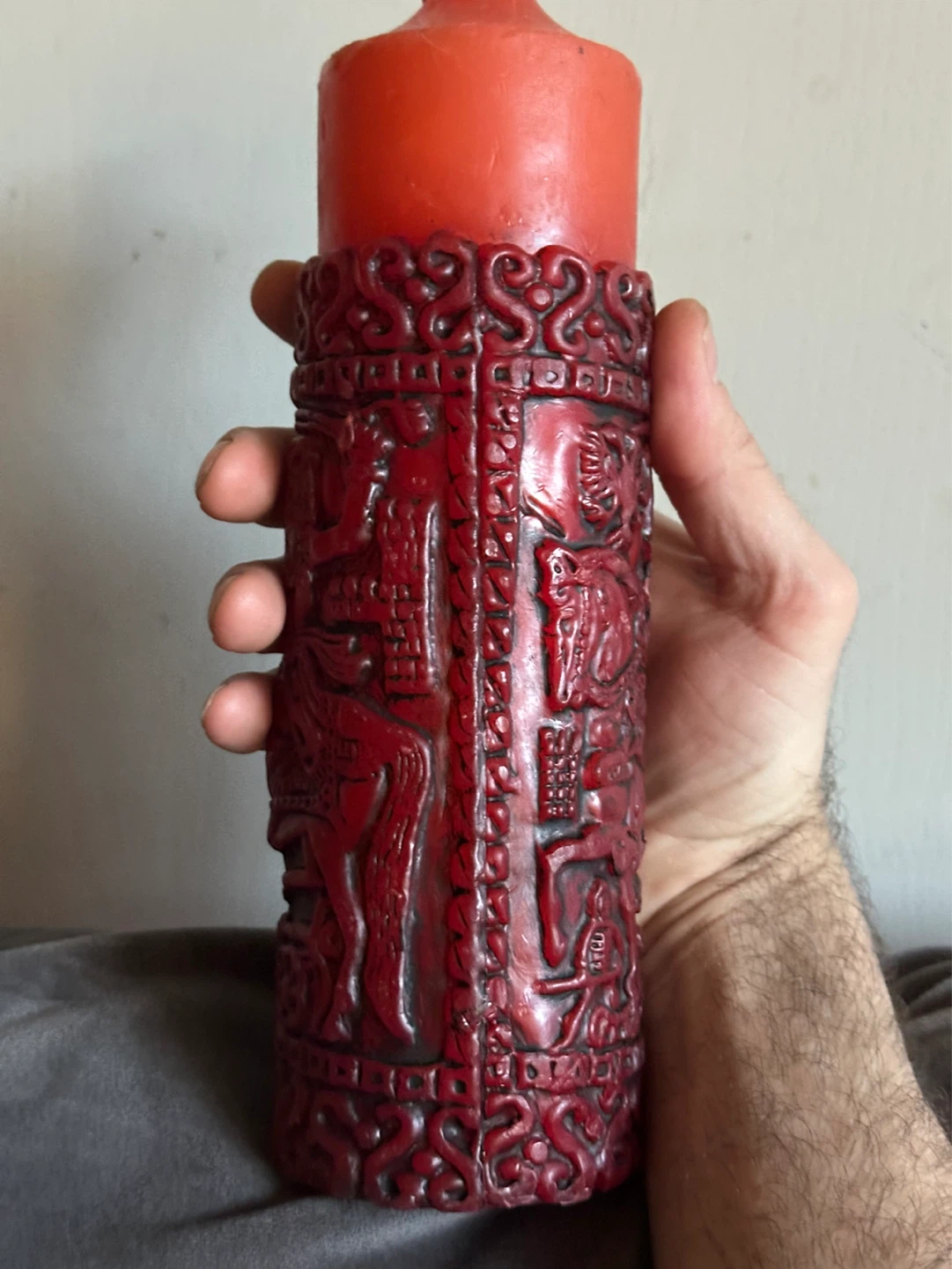 1960s/70s German relief-carved pillar candle - photo 5