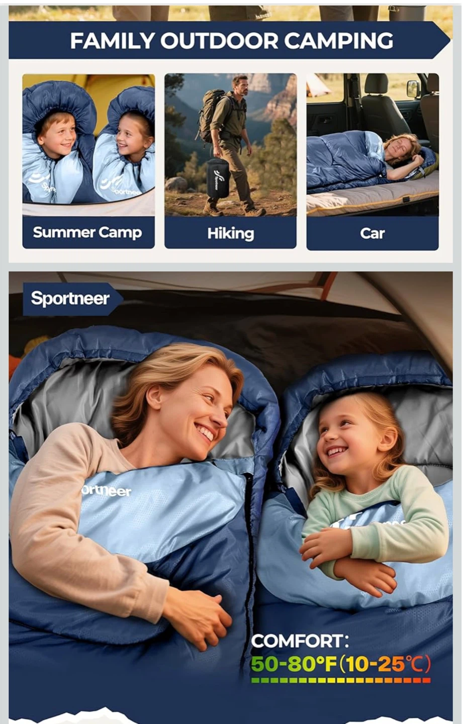 Sportneer 3-Season Sleeping Bag - photo 2