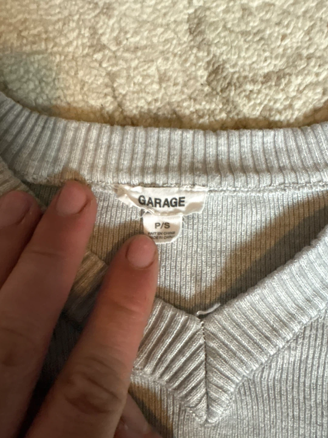 GARAGE Grey Ribbed Bell Sleeve Sweater - photo 2