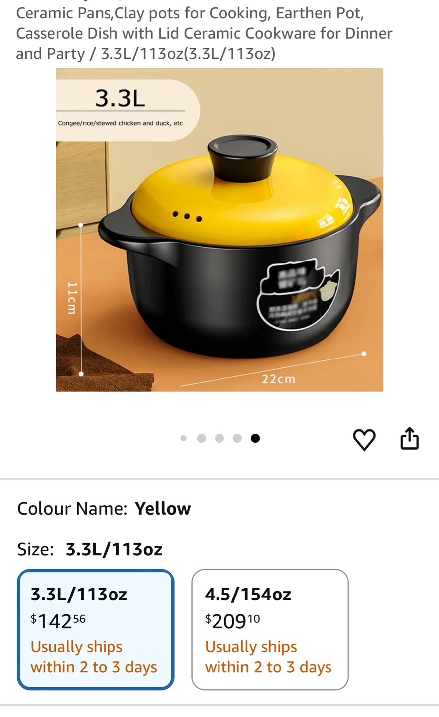 3.3L Ceramic Casserole Dish with Lid - Yellow