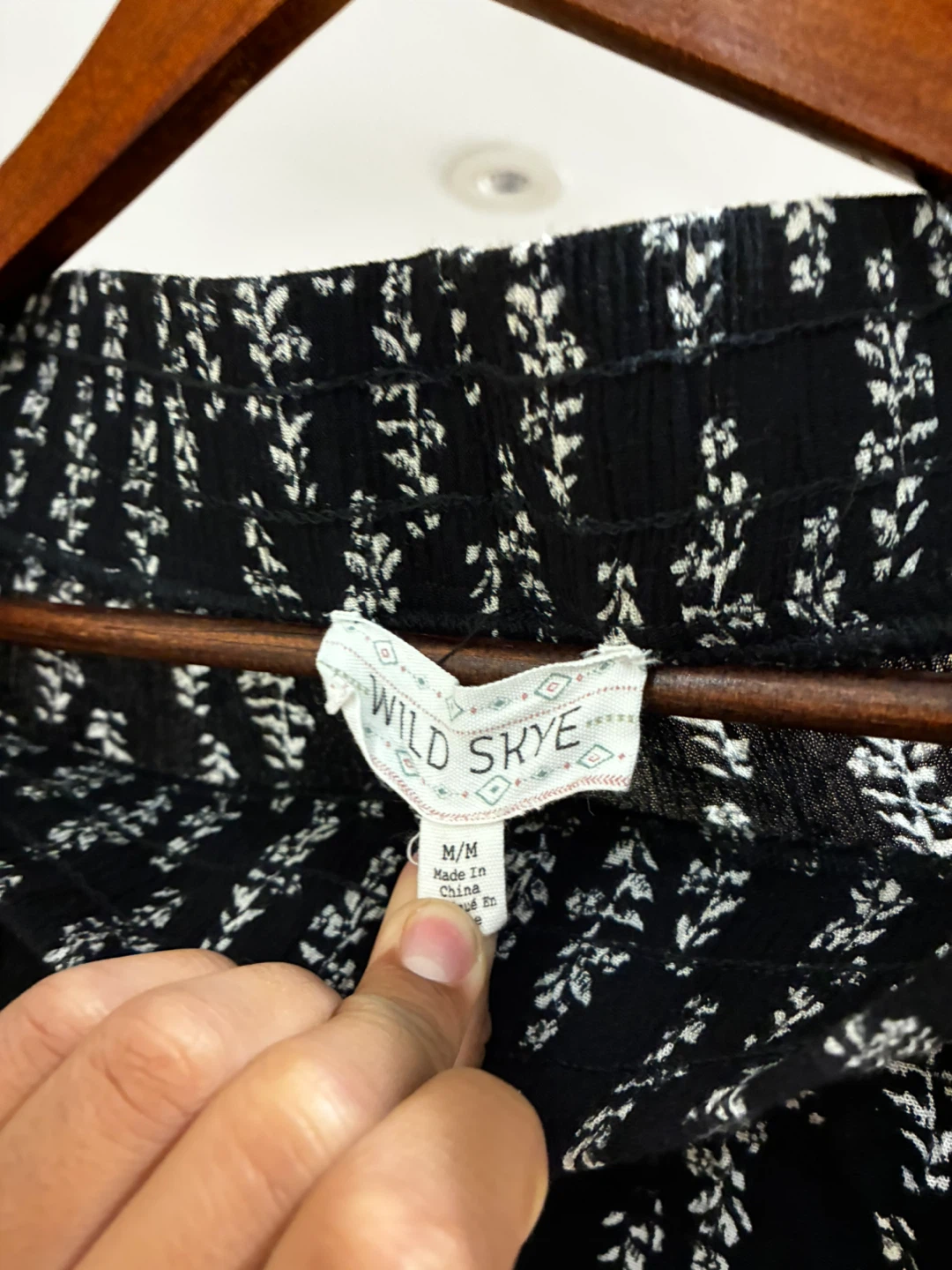 Wild Skye Black White Floral Print Pants