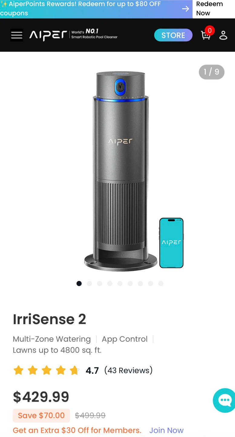 Aiper IrriSense 2 Smart  Multi-Zone Watering Sprinkler - photo 2
