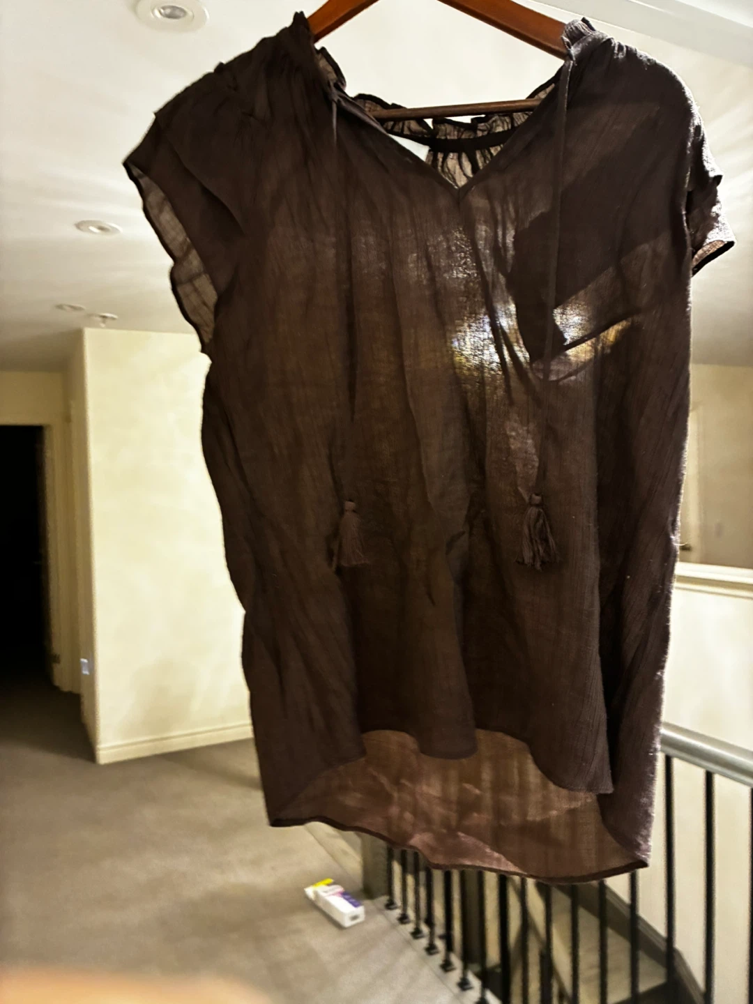 C by One Brown Gauze Tunic Top M/M