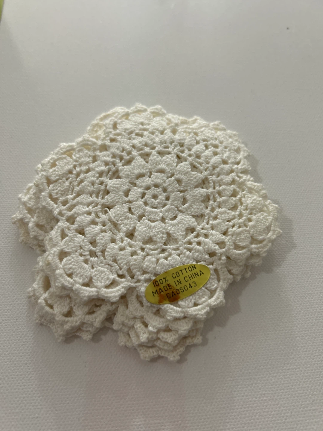 Set of 4 White Crochet Coasters