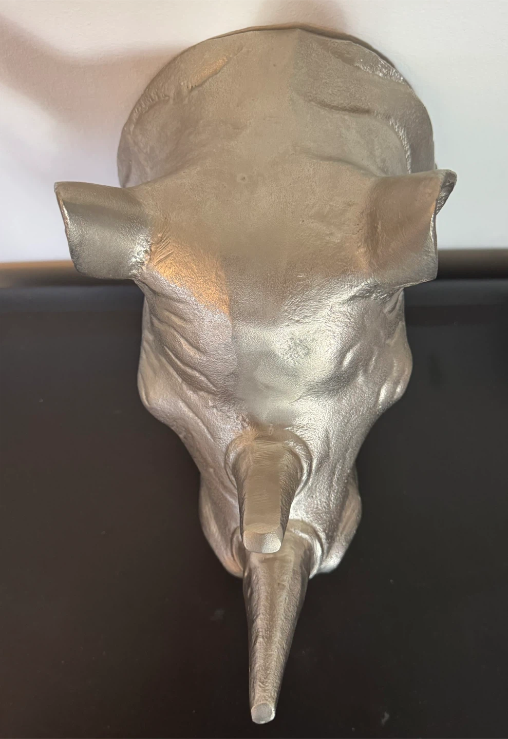 10" Cast Aluminum Metal Rhino Rhinoceros Head Wall Art - photo 3