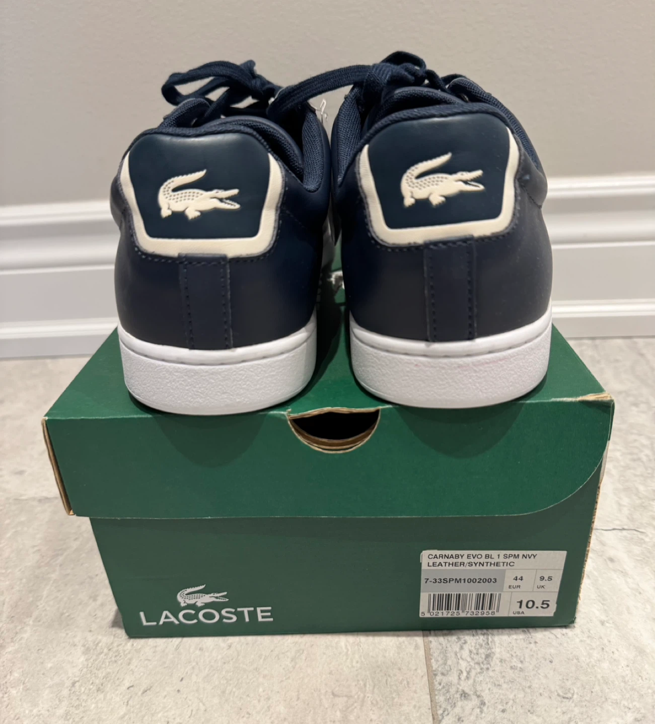 New Lacoste Men's Navy Leather Sneakers (Size 10.5) - photo 5