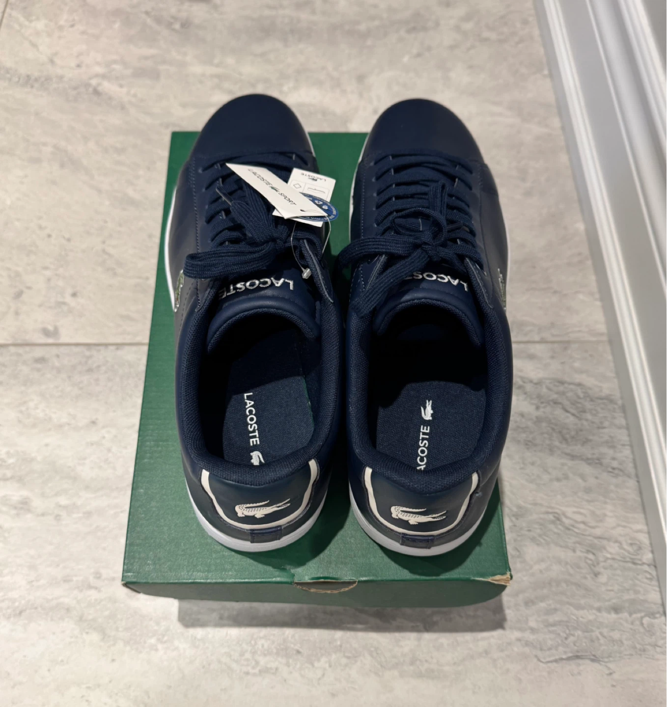 New Lacoste Men's Navy Leather Sneakers (Size 10.5) - photo 2
