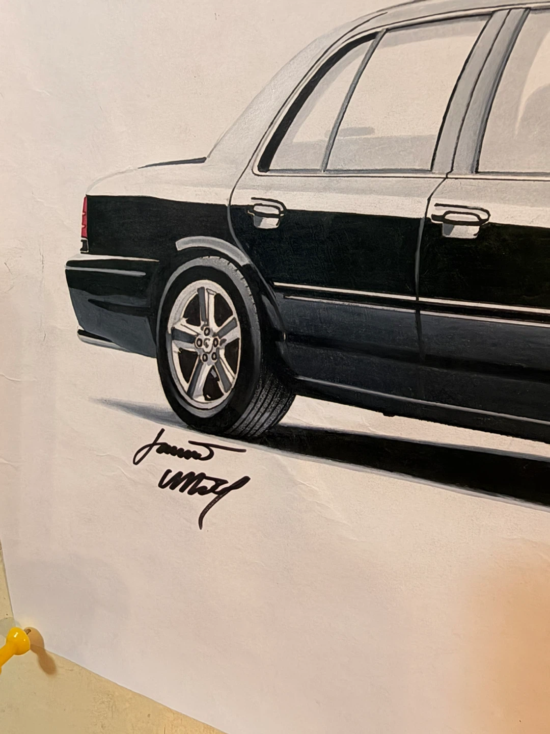 Original Art Print of a Black Mercury Grand Marquis - photo 3