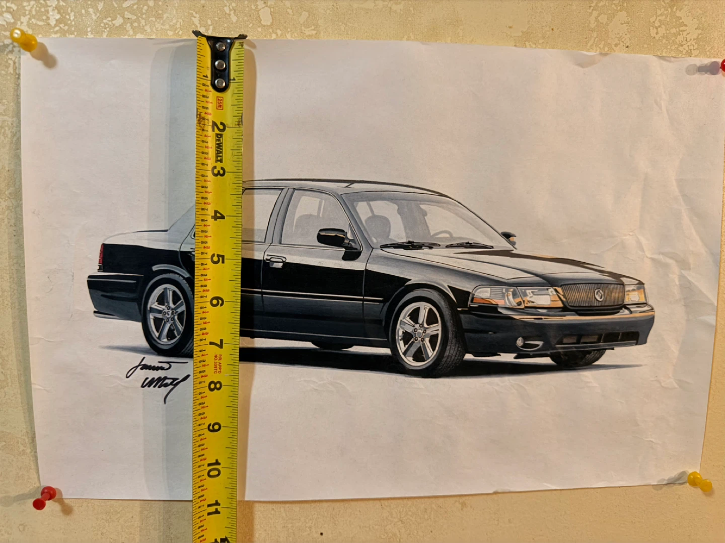 Original Art Print of a Black Mercury Grand Marquis - photo 5