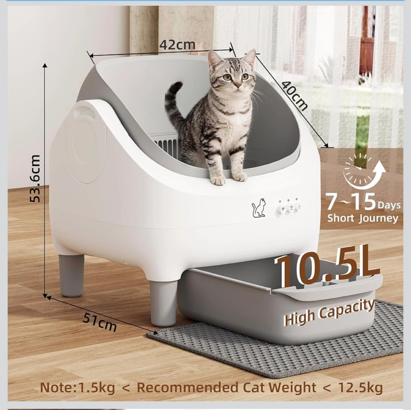 Automatic Cat Litter Box with Weight Monitoring and App Control - photo 2