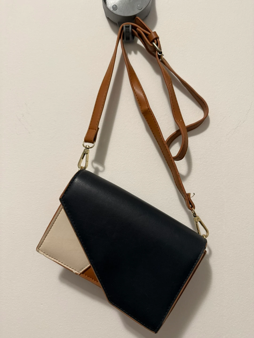Tan and Black puzzle Crossbody Bag