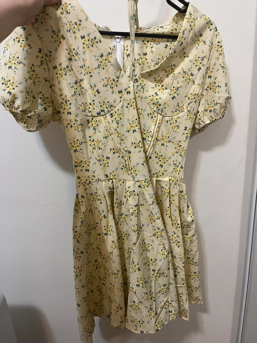 Yellow Floral Print Mini Dress