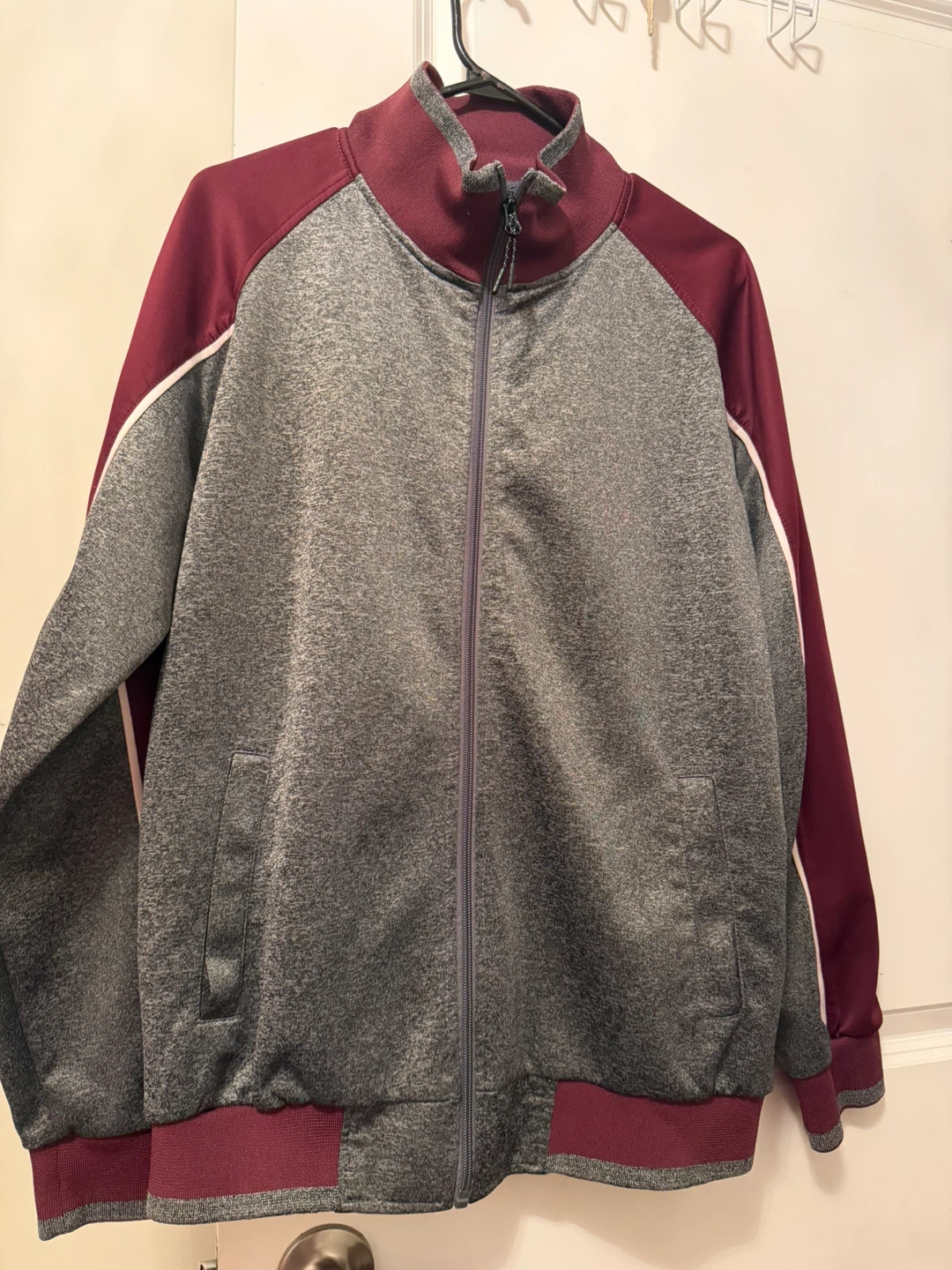 Grey & Maroon Tracksuit Set size large